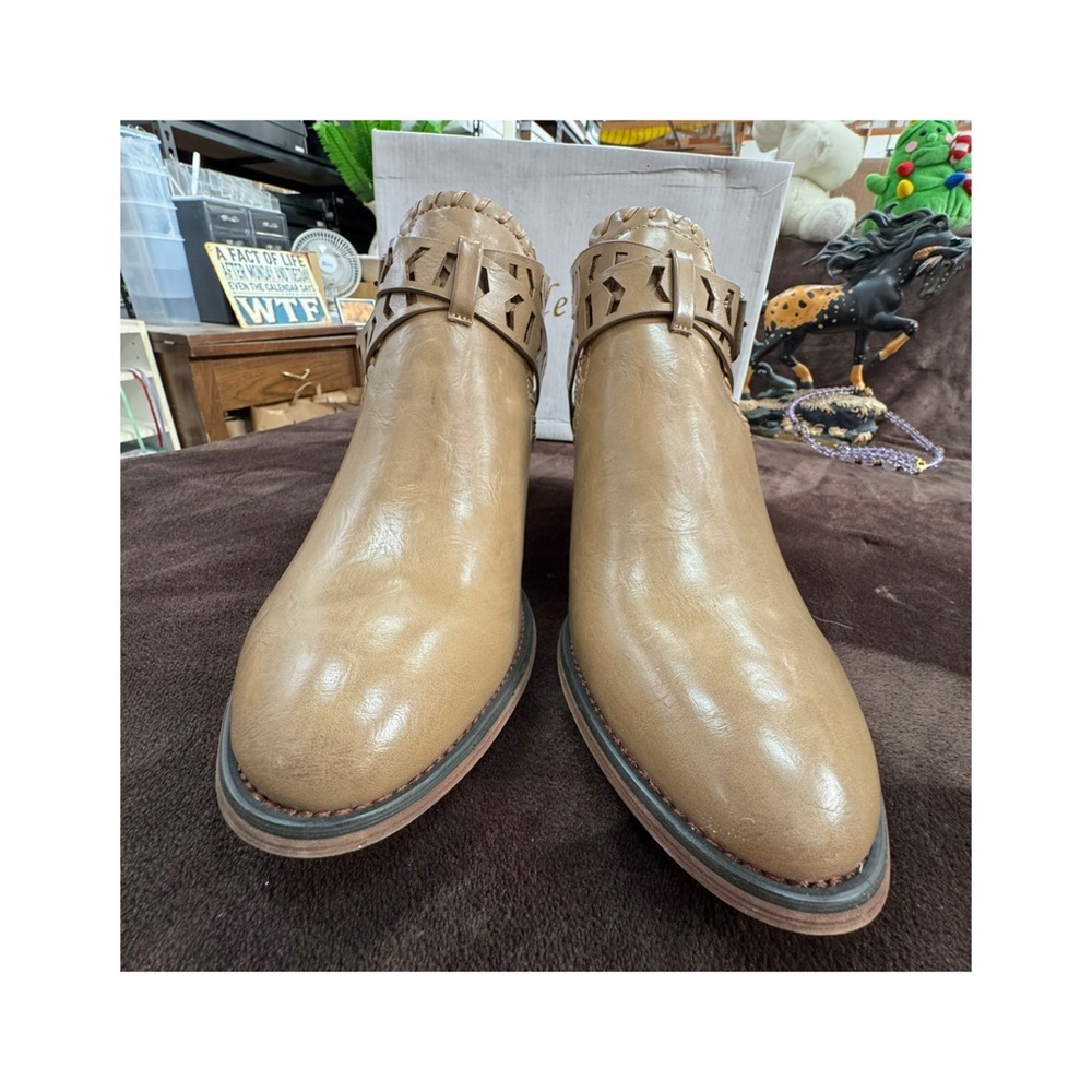 A Rider Girl Tan Strappy Women's Ankle Boots - Picture 3 of 10